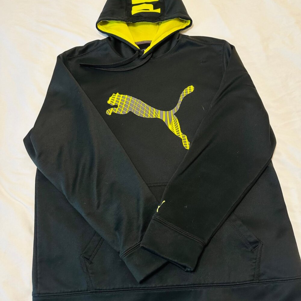 Mens Puma Hoodie WarmCell Black Athletic Stretch Performance Mens Size Large